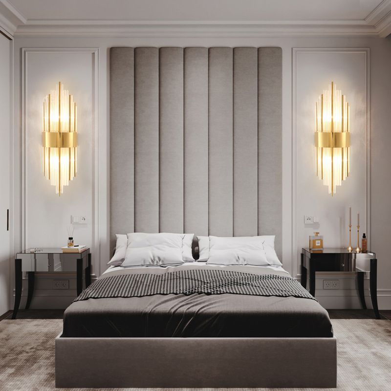 Gold de 2 luces Luz Montada de pared Tubos de estilo moderno Apliques de pared Flexiones de iluminación