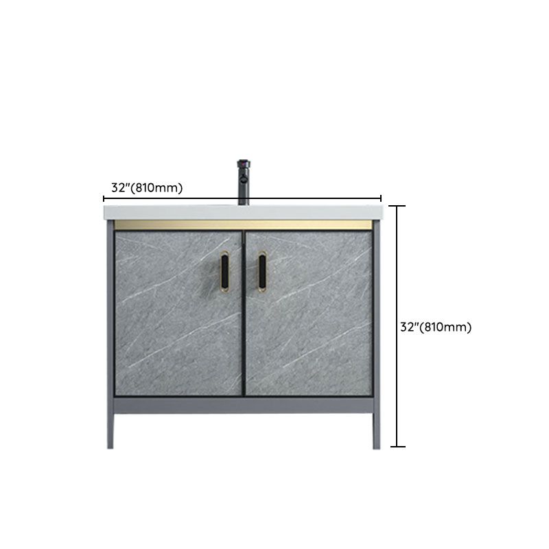 Modern Freestanding Vanity Sink Metal Bathroom Vanity Cabinet with Mirror Cabinet