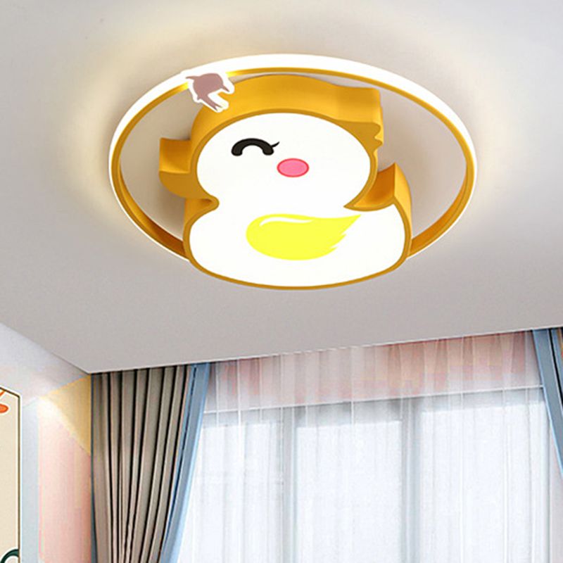 Duck Flush Mount Lighting Fixture Modern Style Acrylic Yellow Flushmount Ceiling Lamp