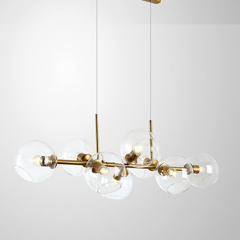 Illuminazione a sospensione in metallo contemporaneo illuminazione sferica a soffitto isola vetro per tavolo da pranzo