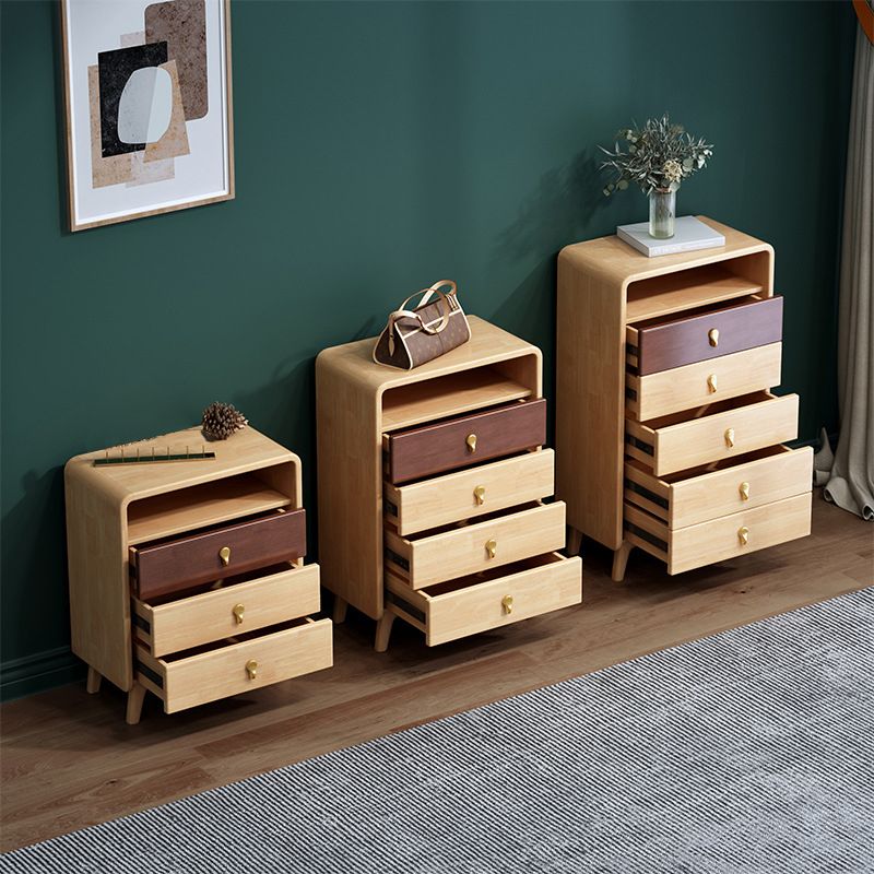 Glam Solid Wood Storage Chest Home Vertical Chest with Drawers