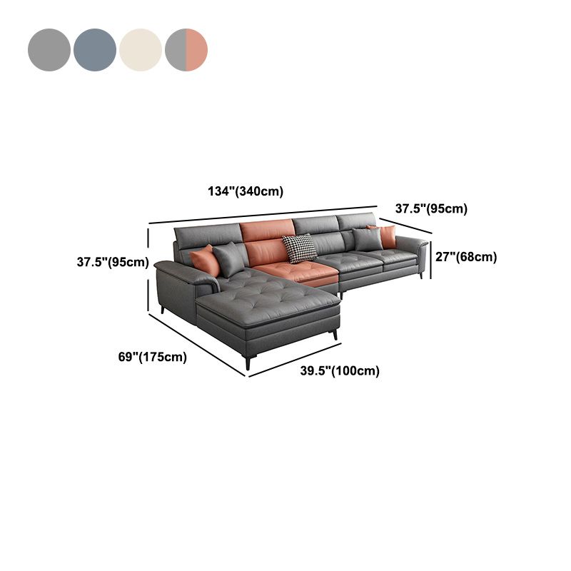 Faux leather Sectional Pillow Top Arm Cushion Back Sectional for Living Room