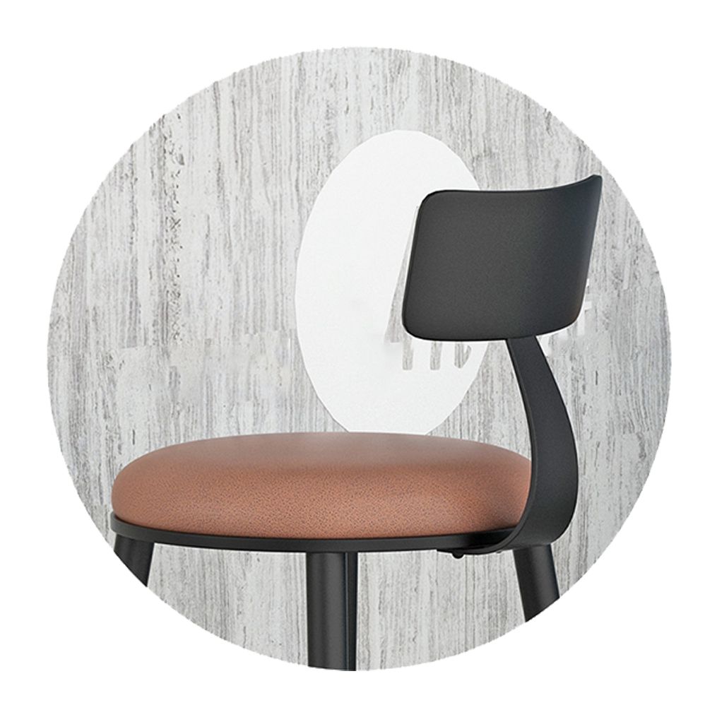 Industrial Armless Counter Stool Steel Cafe Bar Stool with Leather Cushion and Pedal