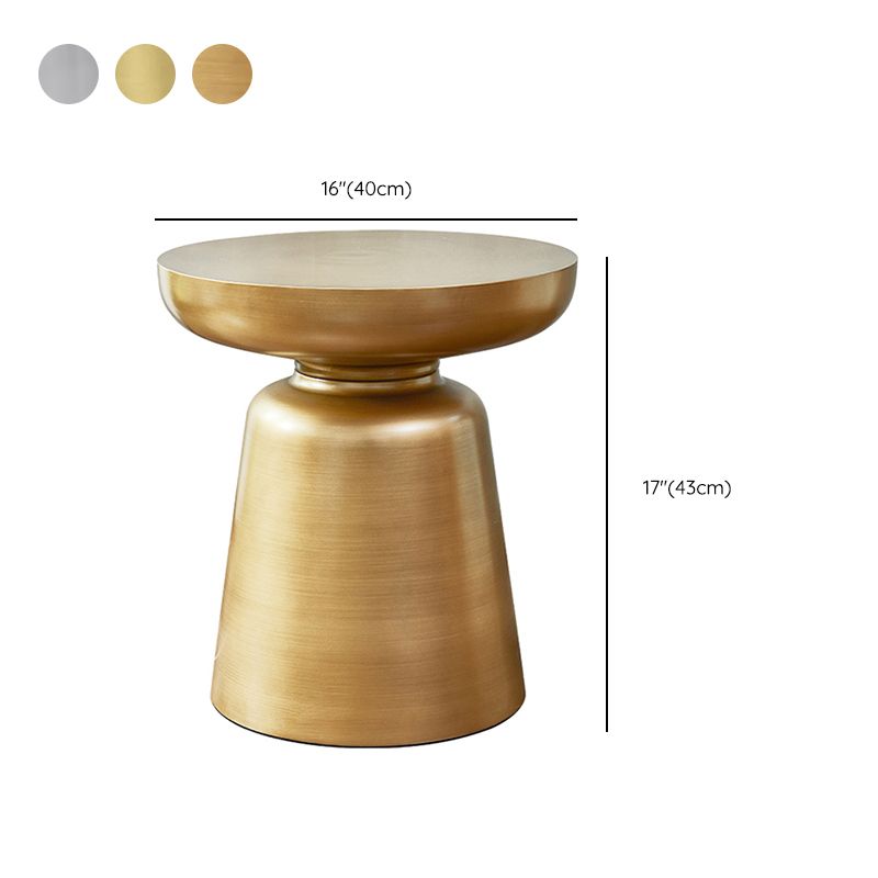 Mid-Century Modern Round Top Coffee Table 16.92"H Iron Pedestal Cocktail Table