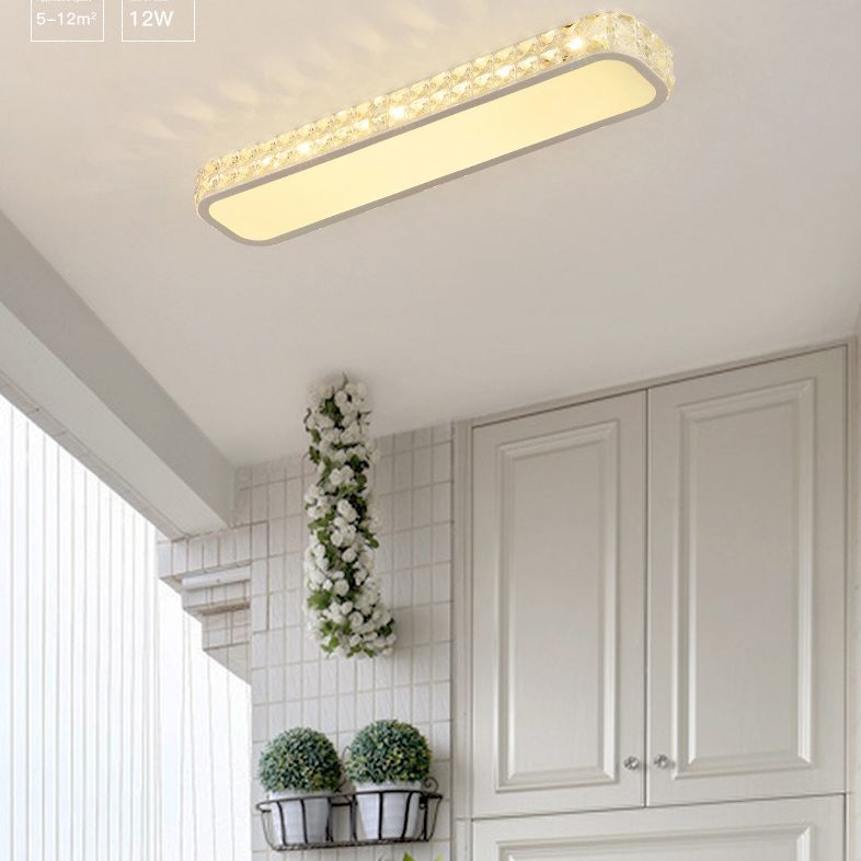 Lampe encastrée oblongue en cristal simplicité LED luminaire de plafond pour couloir