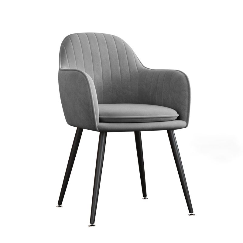 Sillón tapizado de terciopelo para comedor, sillón con respaldo sólido y patas de metal