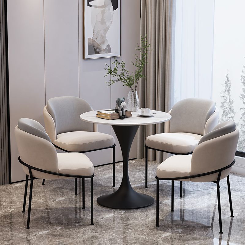 Modern 1/2/3/4/5 Pieces Dining Set Round Stone Dining Table for Dining Room