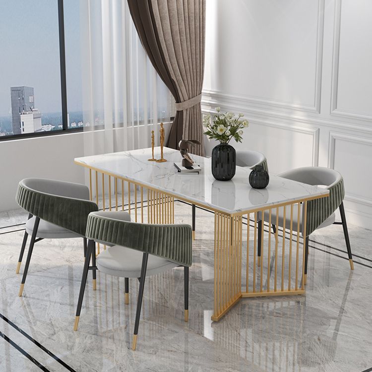Glam 1/5/7 Pieces Dining Set Rectangle Stone Dining Table for Dining Room