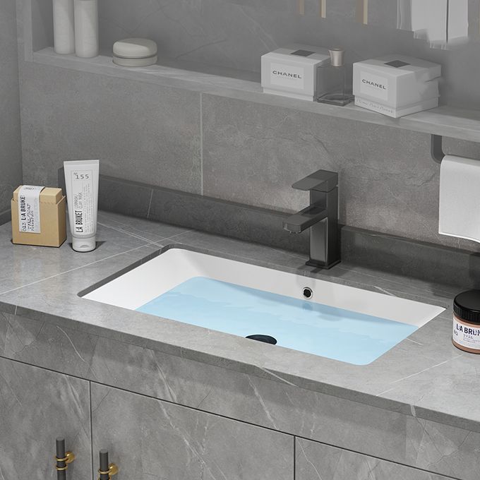 Stone Top Vanity Set Single Sink Mirror Drawers Wall-Mounted Rectangle Vanity with 2 Doors