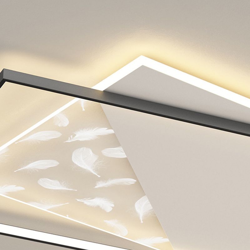 Forme géométrique LED plume plafonnier moderne en aluminium 2 lumières encastré pour chambre à coucher