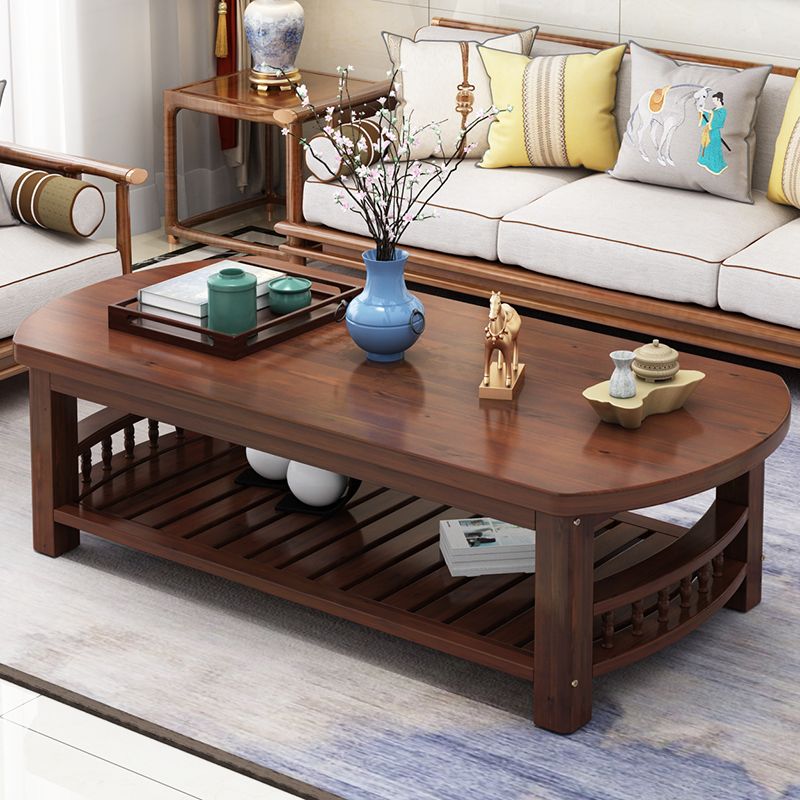 20"H Contemporary Coffee Table Solid Wood Storage Coffee Cocktail Table
