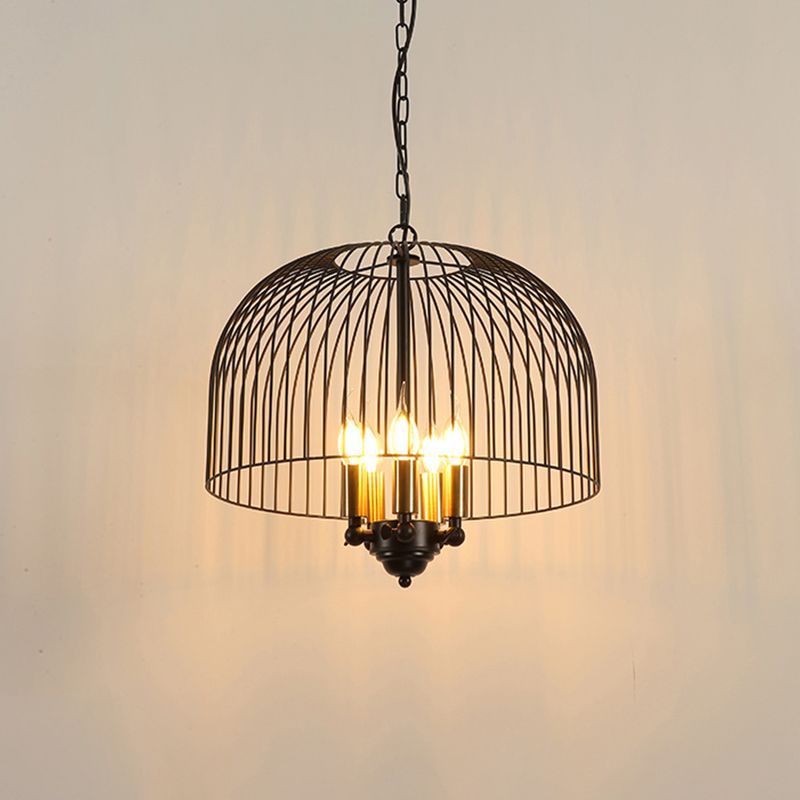 Birdcage eetkamer plafond kroonluchter klassieke metaal 5 lichten zwart hangende armatuur