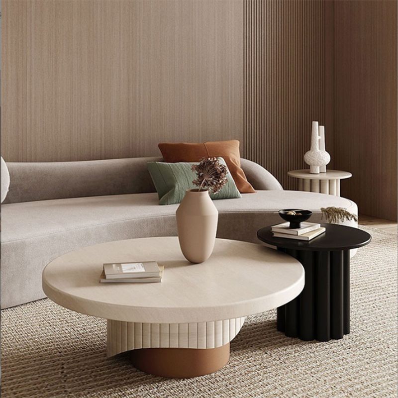 Modern Style Pedestal Base Cocktail Table Round Wooden Coffee Table