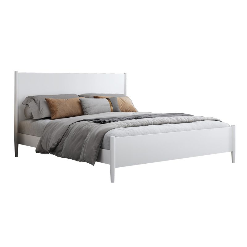 Scandinavian Wooden Panel Standard Bed with Rectangular Headboard