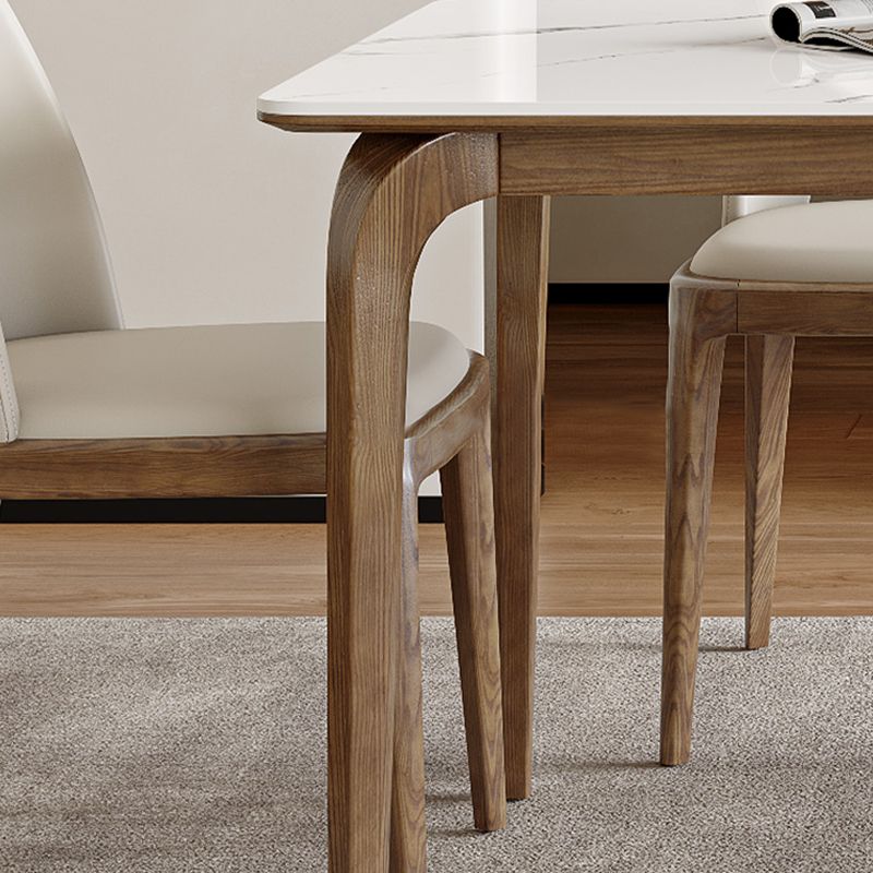 Modern White Stone Top Dining Set 1/5/6/7 Pieces Dining Table Set with White Chairs