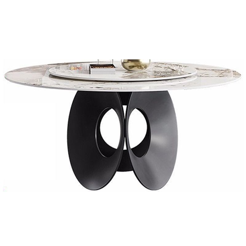 Contemporary Round Dining Table Steel Pedestal Base Table for Dining Room