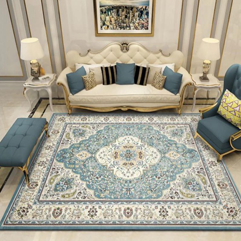Retro Moroccan Print Area Carpet Red Tone Polyester Rug Washable Carpet for Home Decoration