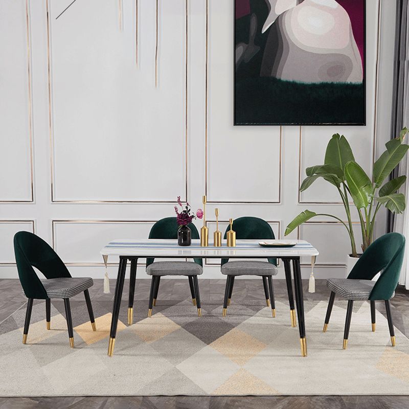 Glam Arm Chair Fabric Open Back Dining Chair for Dining Room