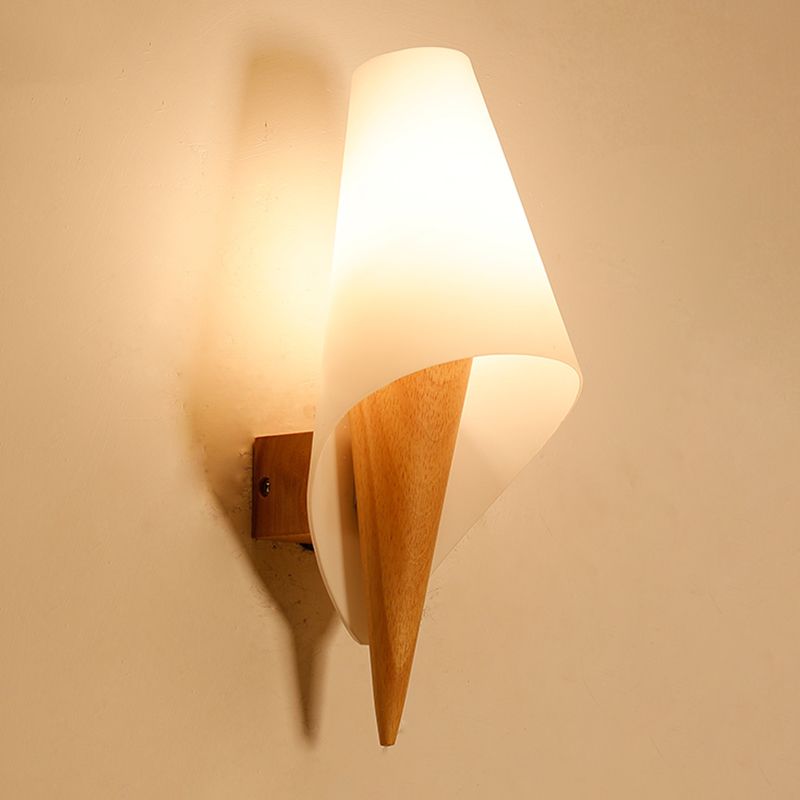 Luci di applique da parete di semplicità contemporanea con arte in legno per camera da letto