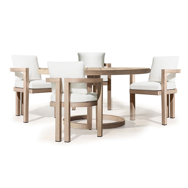 Modern Armed Chairs Solid Wood Natural Removable Cushion Dining Chairs