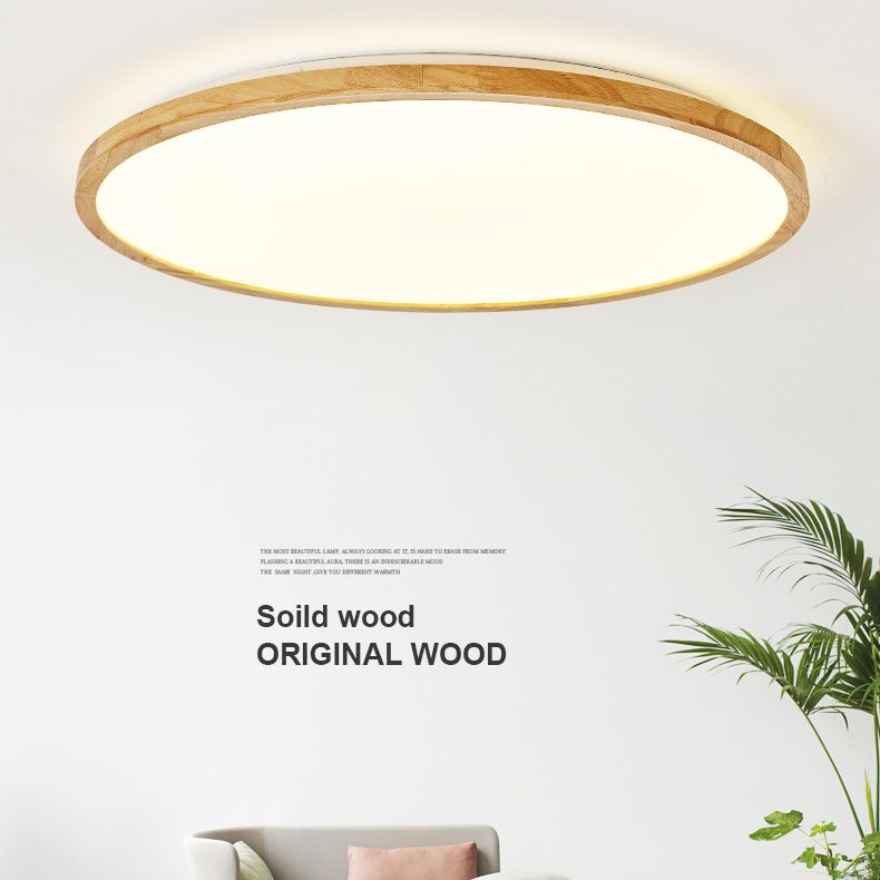Modern Style Geometric Flush Mount Ceiling Fixture 1-Light Wooden Flush Ceiling Light