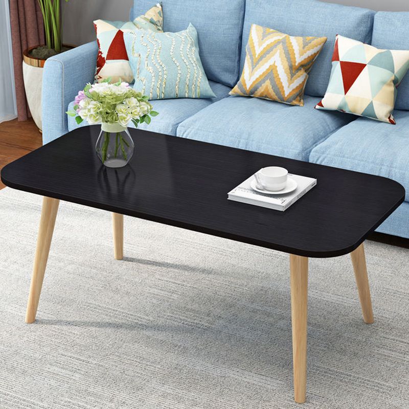 Modern 15.74" H Rectangle Coffee Table Wooden 4 Legs Cocktail Table