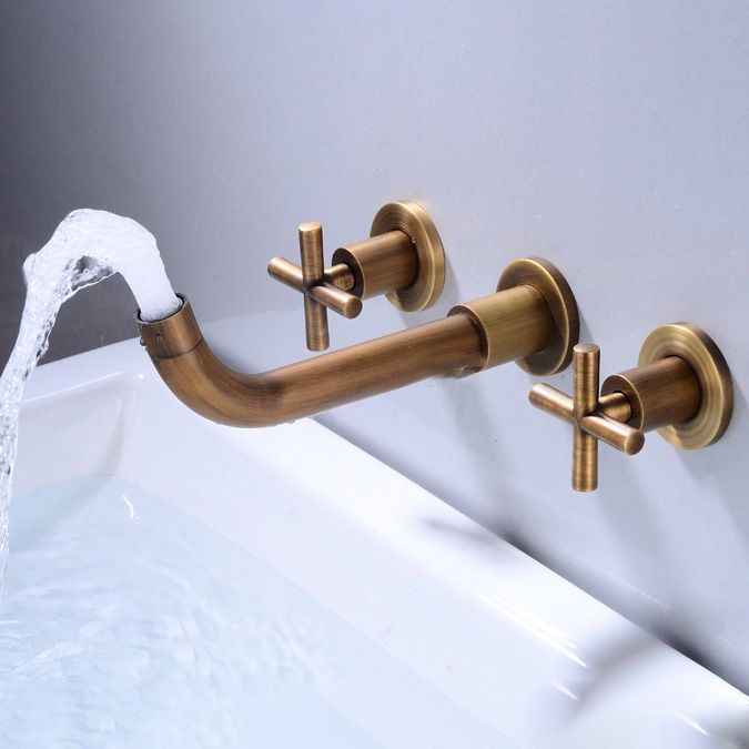 Industrial Wall Mounted Bathroom Faucet Vintage 2-Handle Sink Faucet