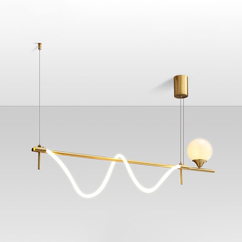 Modern Style Linear Down Lighting Pendant Metal 2 Heads Hanging Pendant Lamp