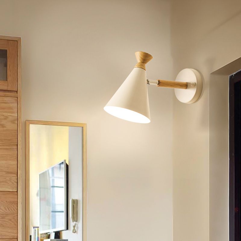 Nordic Style Iron Wall Mount Light Cone Shape Colorful Wall Lamp for Living Room