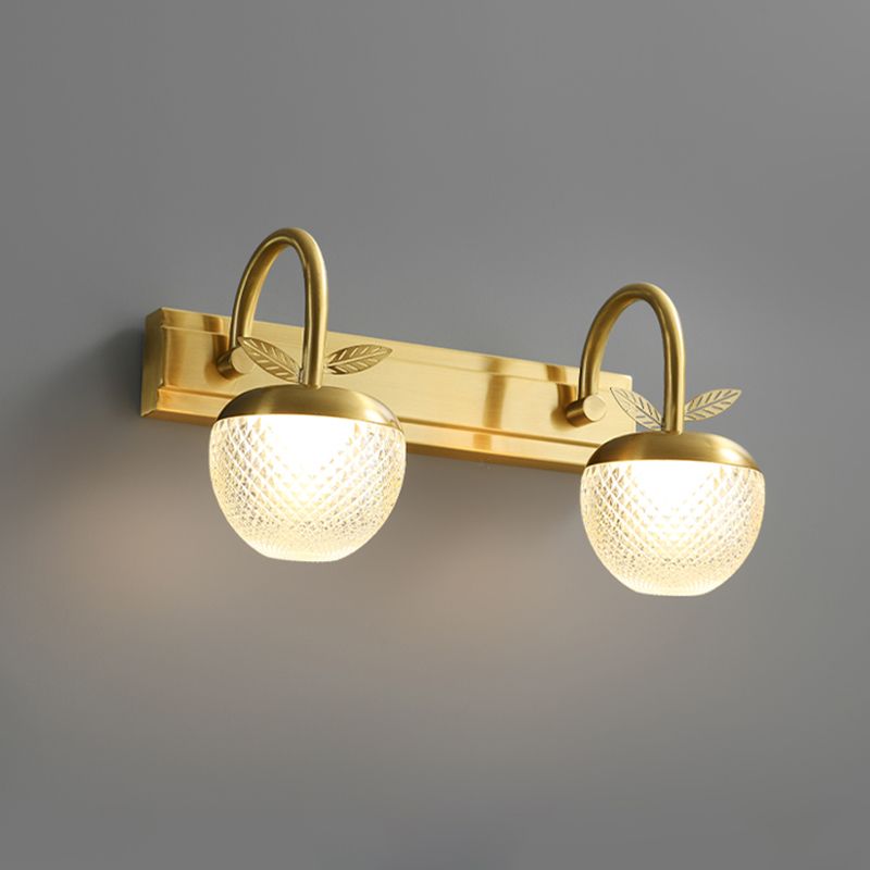 Modern Light Luxury Style Spherical Flush Mount Wall Sconce Copper Wall Mounted Vanity Lights