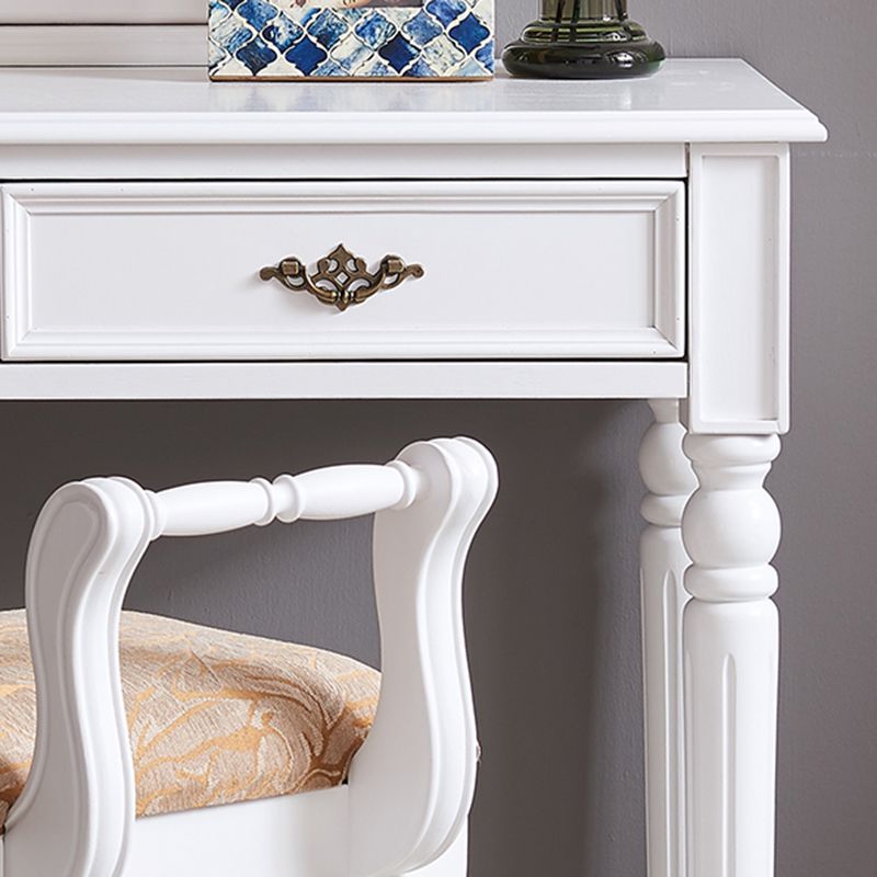 29.9" High 2-Drawer Vanity Makeup Table Set Victorian Wood Dresser in White