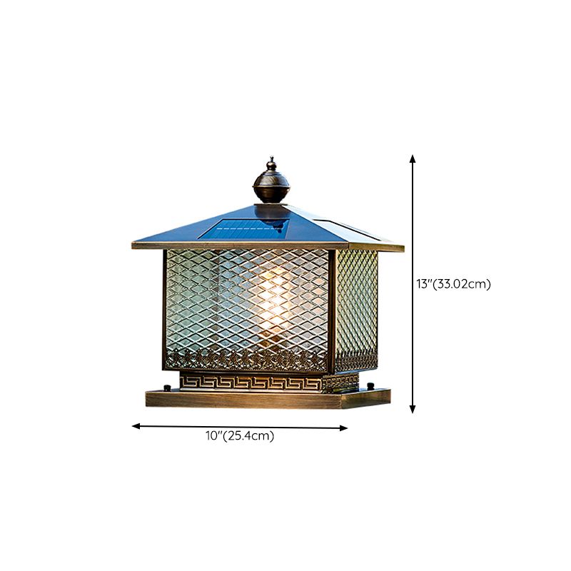 1-Light Solar Energy Pillar Lamp Square Outdoor Light for Garden