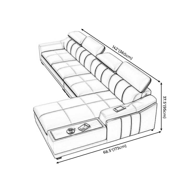 Scandinavian Light-grey High Back Sloped Arm Sectional with Wear-resisting
