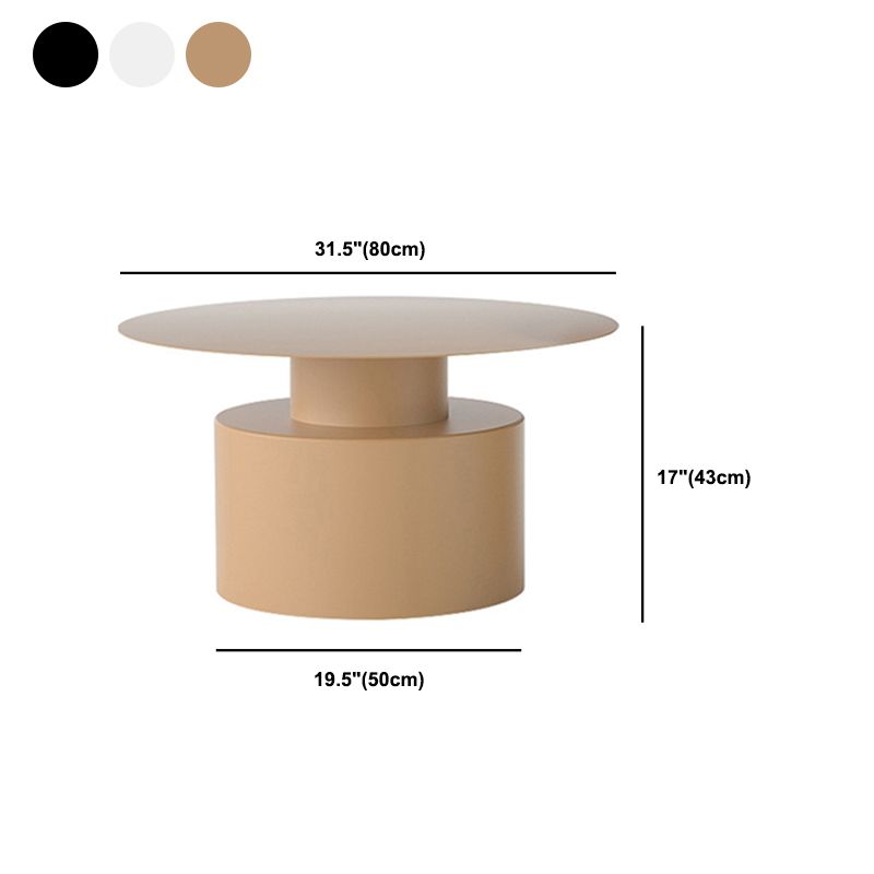 Mid-Century Modern Round Top Coffee Table Iron Pedestal Cocktail Table