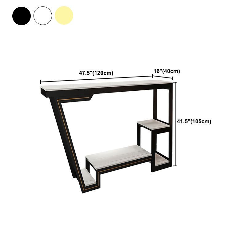 Industrial Bistro Table with Storage White Stone Top Bar Table for Home