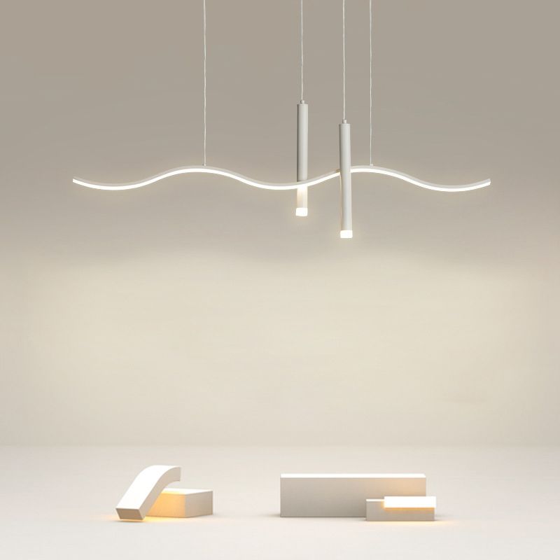 White Ceiling Light LED Contemporary Kitchen Island Lighting for Dining Room