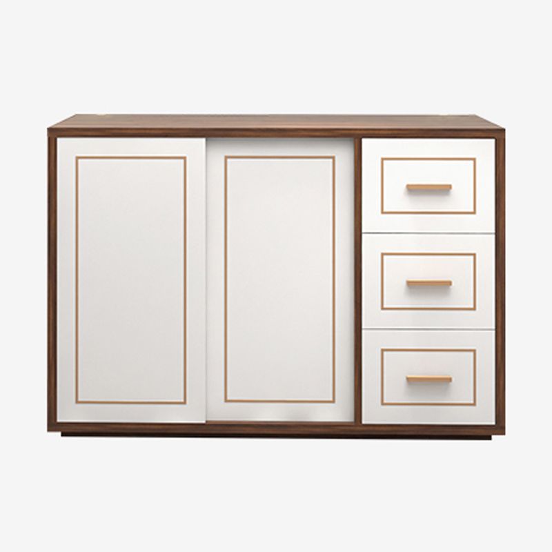 3-Drawer Engineered Wood Sideboard Modern White Cabinets Credenza for Living Room