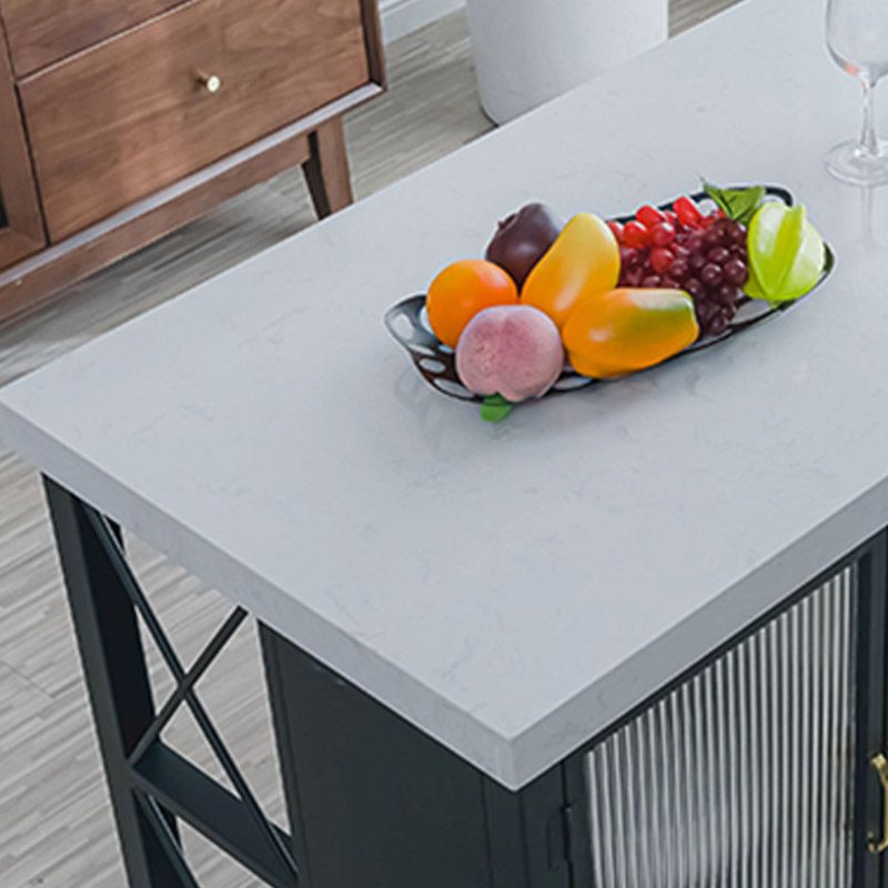 Kitchen Island Table Dining Room Prep Table with Storage Cabinet