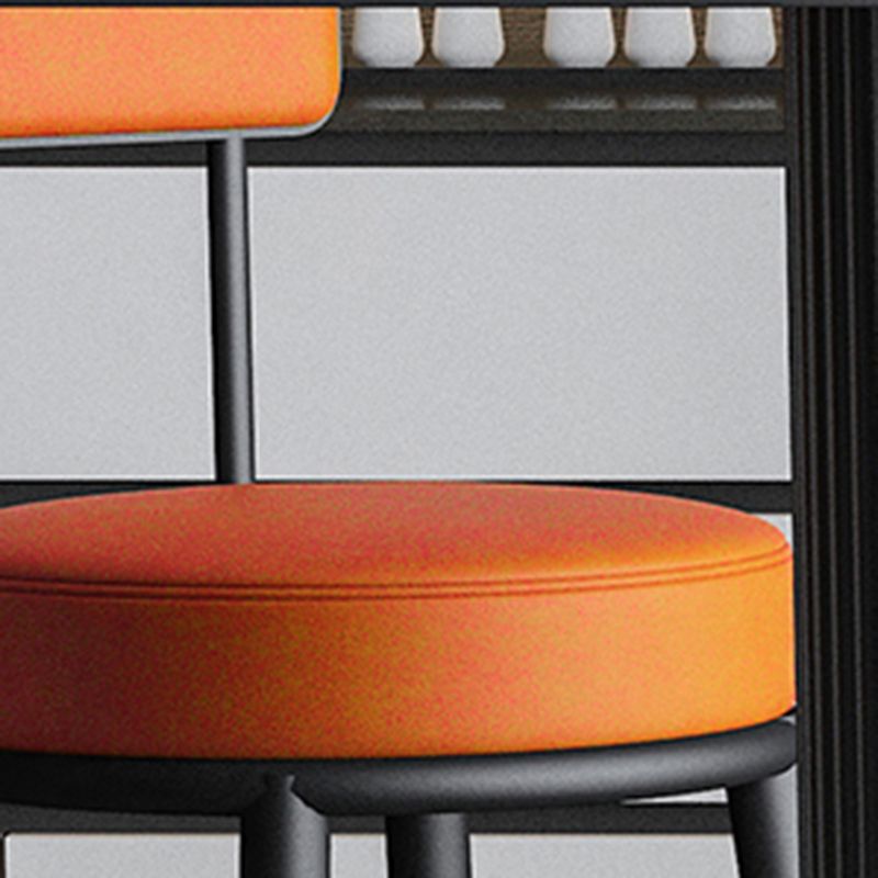 Faux Leather Armless Counter Stool Glam Style Low Back Bar Stool for Indoor