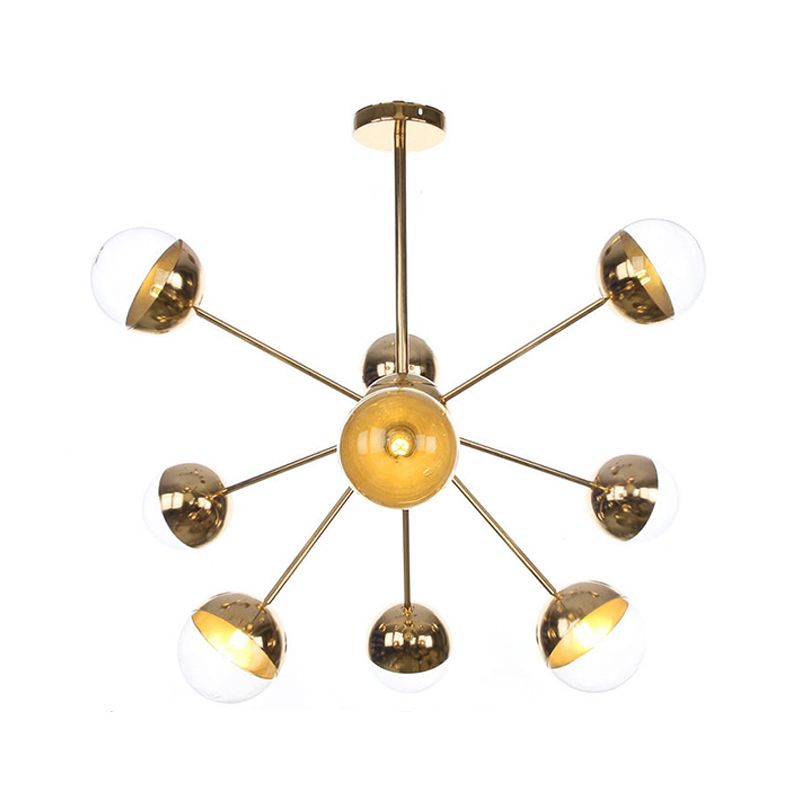 Semi-encastré Globe pour salle à manger, verre blanc/transparent/gris fumée, 9/12/15 lumières, luminaire semi-encastré contemporain en cuivre/chrome/or