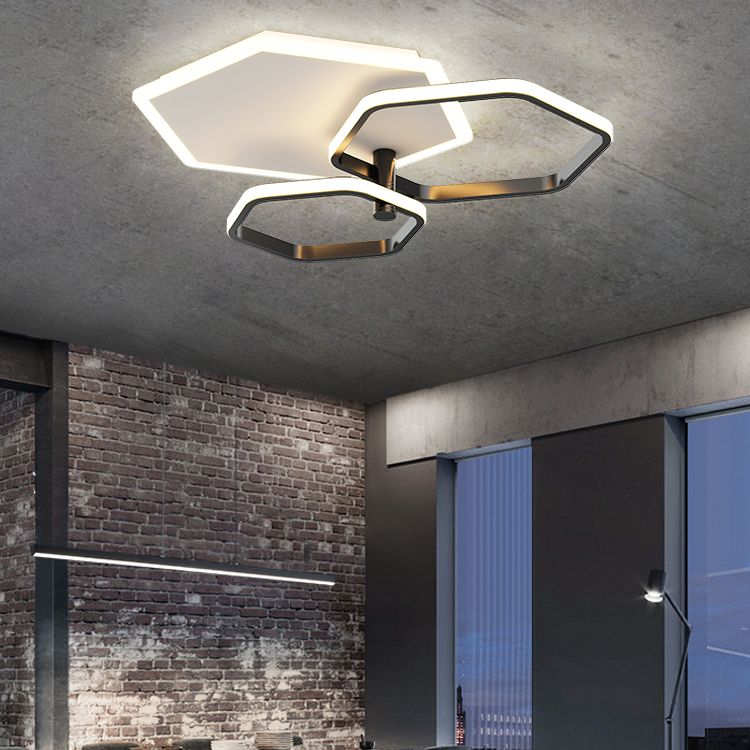 Metal Geometric Shape Flush Ceiling Light Modern 3 Lights Flush Ceiling Light Fixtures