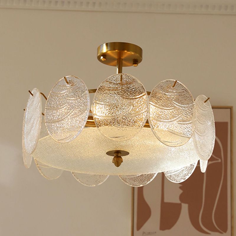 Contemporary Ceiling Lamp Round-shaped Glass Flush Mount Light Fixture