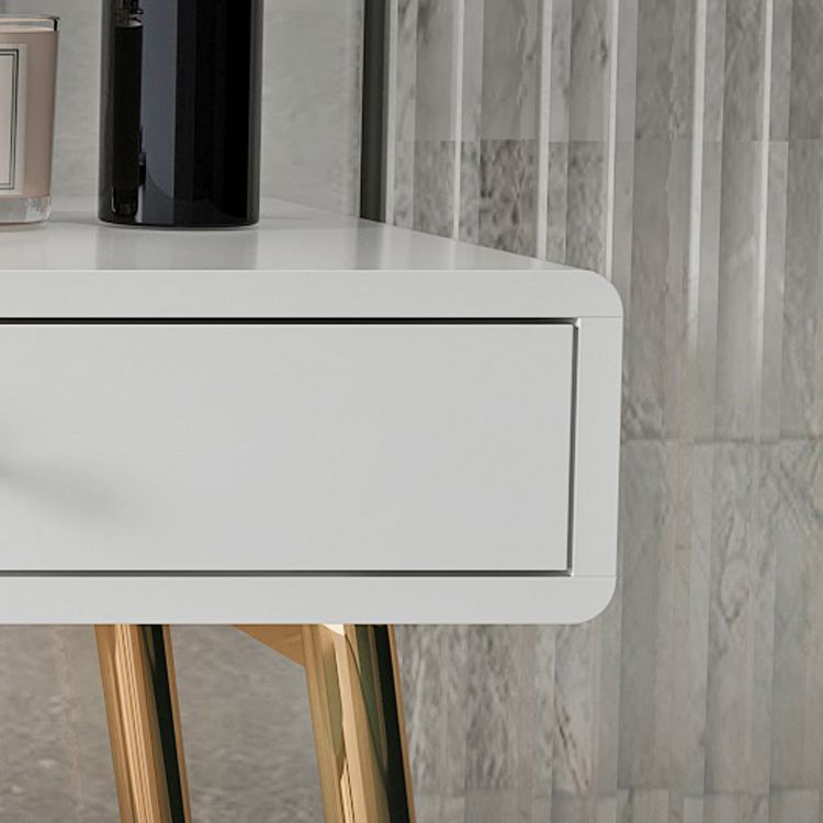 Wood and Metal Vanity Table with Stool Accent 5 Drawers Makeup Desk