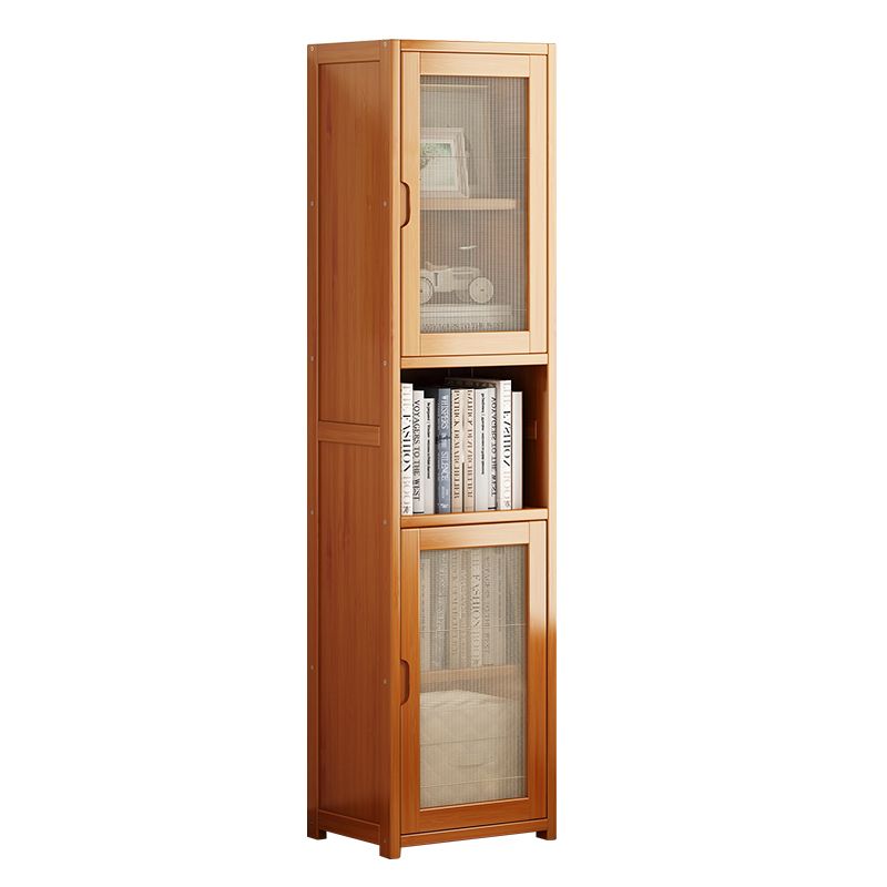 Contemporary Closed Back Bookcase Bamboo Vertical Bookshelf with Doors