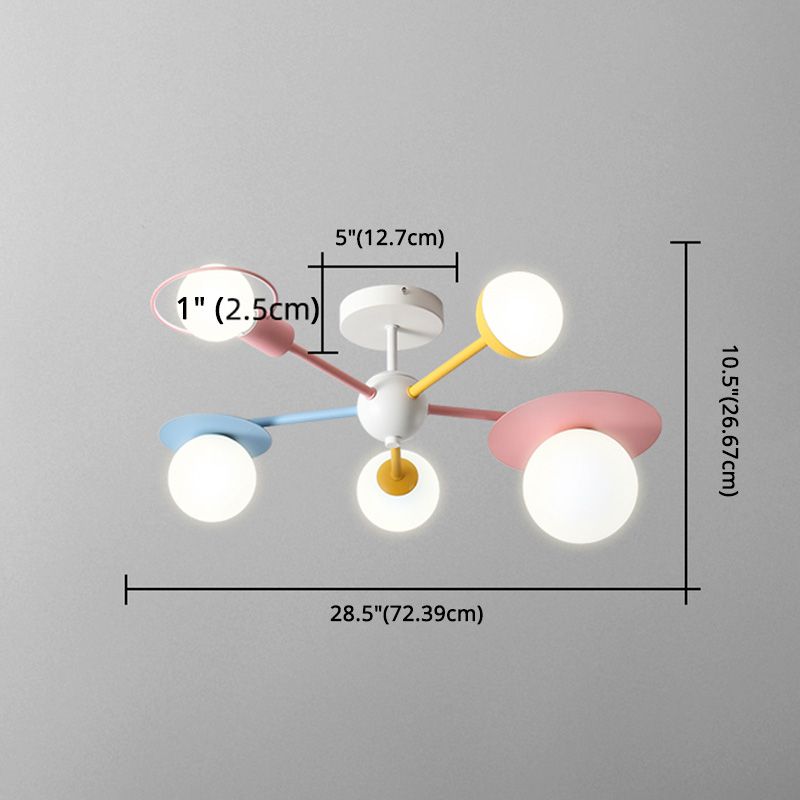 5-Light Macaroon Style Ceiling Light Nordeuropa Iron Art Semi-bündige Mount Beleuchtung Leuchte für Kindergarten Hallway Schlafzimmer