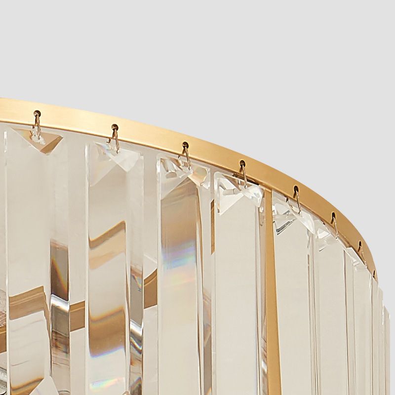 Apparecchio da soffitto in rame dorato in stile coloniale di lusso con montaggio ad incasso circolare in cristallo per camera da letto