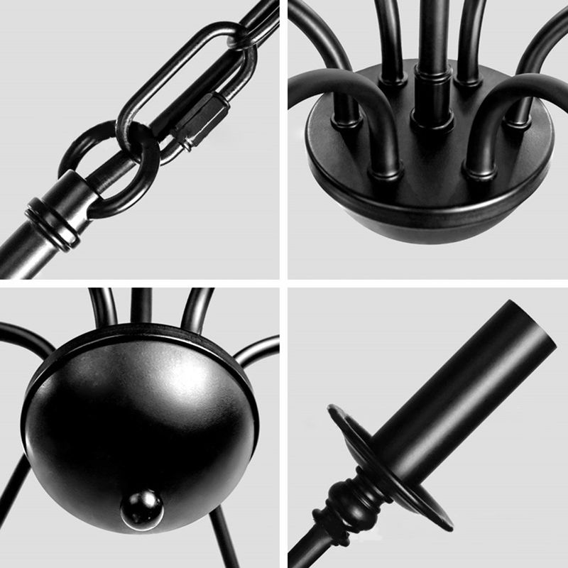 6-Lights Industrial Vintage Chandelier Metal Candlestick Lamp Holder Hanging Lamp for Restaurants Bar