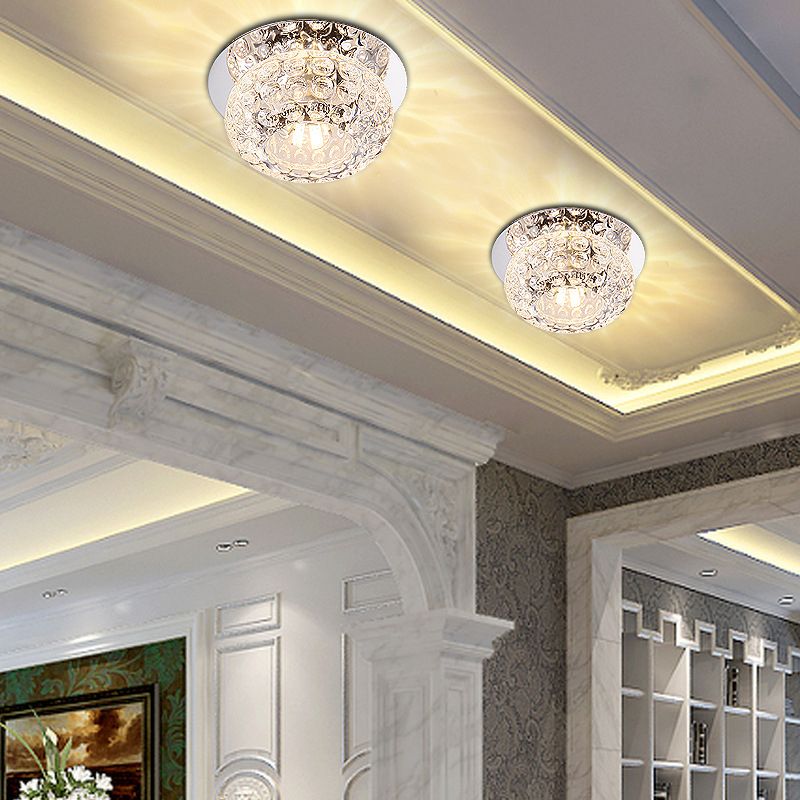 Doughnut Corridor LED Flush Mount Lighting Clear K9 Crystal Simplicity Flush Mount Ceiling Light