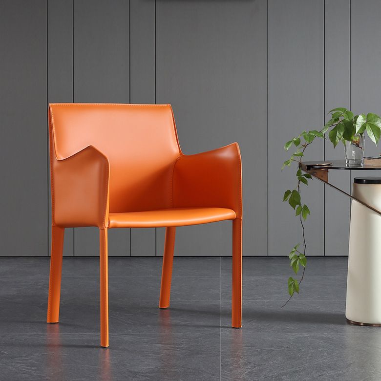 Matte Finish Solid Back Chair Designer Style Home Leather Arm Chair