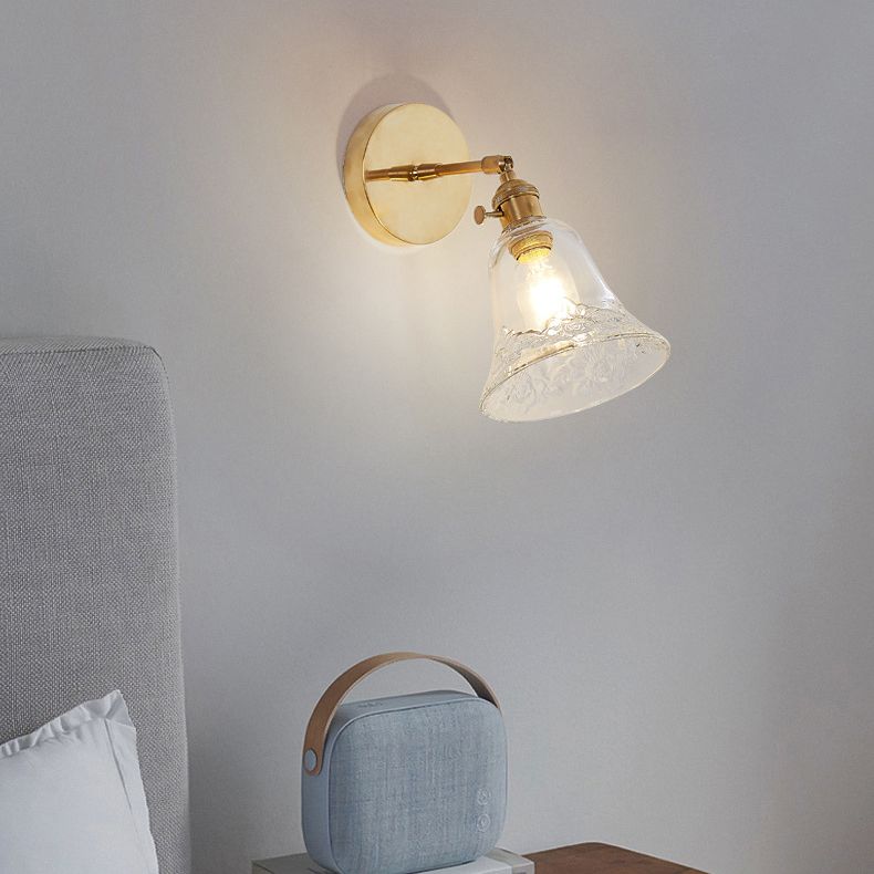 Gold Modern Styly Glass Lampa de pared de la lámpara de pared Ajustable Luz de aplastador de una sola bombilla